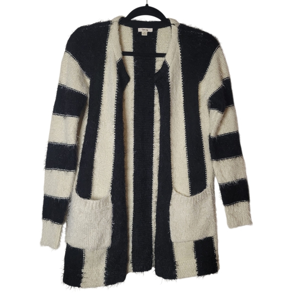 Timing Striped Black and Cream Sweater